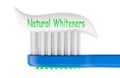 Natural Whiteners toothpaste on toothbrush. 3D rendering Royalty Free Stock Photo