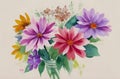 Wildflower Minimalist Boho Botanical Floral Painting for Wall Art AI-Generated