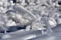 Natural winter background with snow drifts and falling snow