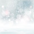 Natural Winter Christmas background with blue sky, heavy snowfall, snowflakes in different shapes and forms, snowdrifts. Winter Royalty Free Stock Photo