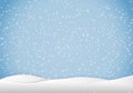 Natural Winter Christmas background with sky, heavy snowfall, snowflakes in different shapes and forms, snowdrifts. Winter Royalty Free Stock Photo