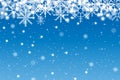 Natural Winter Christmas background with sky, heavy snowfall, snowflakes in different shapes and forms, snowdrifts. Winter Royalty Free Stock Photo