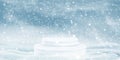 Natural Winter Christmas background with sky, snowfall, snowflakes, snowdrifts. Winter landscape with falling snow and Royalty Free Stock Photo