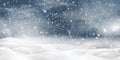 Natural Winter Christmas background with storm clouds, sky, heavy snowfall, snowflakes in different shapes, snowdrifts Royalty Free Stock Photo