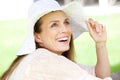 Natural woman smiling with hat Royalty Free Stock Photo