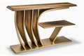 natural wood console table with sleek metal accents and minimalist design