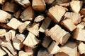 Natural wooden background, closeup of chopped firewood. Royalty Free Stock Photo