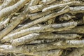 Natural wooden background - closeup pile of firewood. Preparation of firewood for the winter and use for cooking,