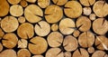 Natural wooden background, wood logs