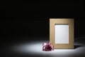 Natural wooden picture frame with carnation Royalty Free Stock Photo