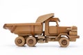 Natural wooden toy car, a white background isolated Royalty Free Stock Photo