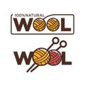 Natural wool 100 percent quality threads and needles vector
