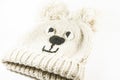 Natural woolen warm baby hat for winter. Funny and beautiful