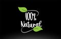 100% Natural word text with green leaf logo icon design