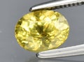 natural yellow green grossular garnet gem on the background Royalty Free Stock Photo