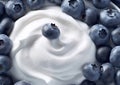 Natural yogurt with fresh raw blueberries.Macro.AI Generative