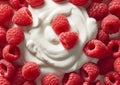 Natural yogurt with fresh raw raspberries.Macro.AI Generative