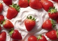 Natural yogurt with fresh raw strawberries.Macro.AI Generative