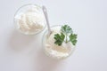 Natural yogurt or yoghurt with cream and parsley