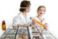 Naturalist little girls with butterfly collection Royalty Free Stock Photo