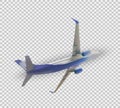 Naturalistic 3D passenger plane flying on transparent background. Vector illustration