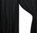 Naturalistic image of Curtain, open curtains Black color.
