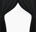 Naturalistic image of Curtain, open curtains Black color on transparent background. Vector Illustration. Royalty Free Stock Photo