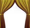 Naturalistic image of Curtain, open curtains red color. Vector Illustration.Naturalistic image of Curtain, open curtains