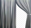 Naturalistic image of Curtain, open curtains Gray color
