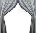 Naturalistic image of Curtain, open curtains Gray color. Vector Illustration.