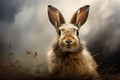 Naturalistic Side view portrait of wild rabbit. Generate ai