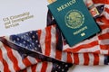 Naturalization citizenship in United States requires a passport, peso of Mexico, a immigration Royalty Free Stock Photo