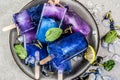 Butterfly pea flower popsicles Royalty Free Stock Photo
