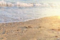 Naturally rounded gravel at sea shore, nature sea background