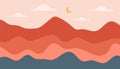 View of mountains in the afternoon. Flat design vector