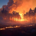 Nature ablaze Forest fire produces a substantial amount of smoke Royalty Free Stock Photo