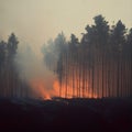 Nature ablaze Forest fire produces a substantial amount of smoke Royalty Free Stock Photo