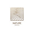 Nature abstract pattern. Linear logo of fields, hills or structure of water. Square icon of landscape. Vector emblem Royalty Free Stock Photo