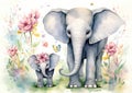 Nature african wildlife africa elephant cartoon illustration wild safari animal background baby mammal