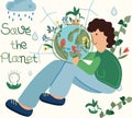 Nature as a source of energy for man. The concept of saving the planet, environmental ecology, lifestyle. Green planet