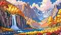 Nature autumn color mountains beautiful landscape waterfall colors