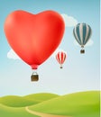 Nature background with colorful air balloons