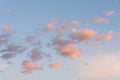 Nature background of cumulus clouds at sunset, pastels, blue sky and white and pink clouds Royalty Free Stock Photo