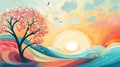 Nature background. Illustration for backdrops banners prints posters murals and wallpaper design