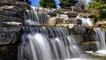 Nature background. Prolonged exposure to the waterfall-flowing water