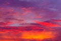 Nature background. Red sky at night and clouds. Beautiful and co Royalty Free Stock Photo