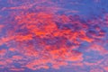 Nature background. Red sky at night and clouds. Beautiful and co Royalty Free Stock Photo