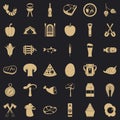 Nature barbecue icons set, simple style