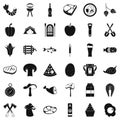Nature barbecue icons set, simple style
