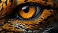 Nature beauty Animal eye staring, cute feline looking at camera generated by AI